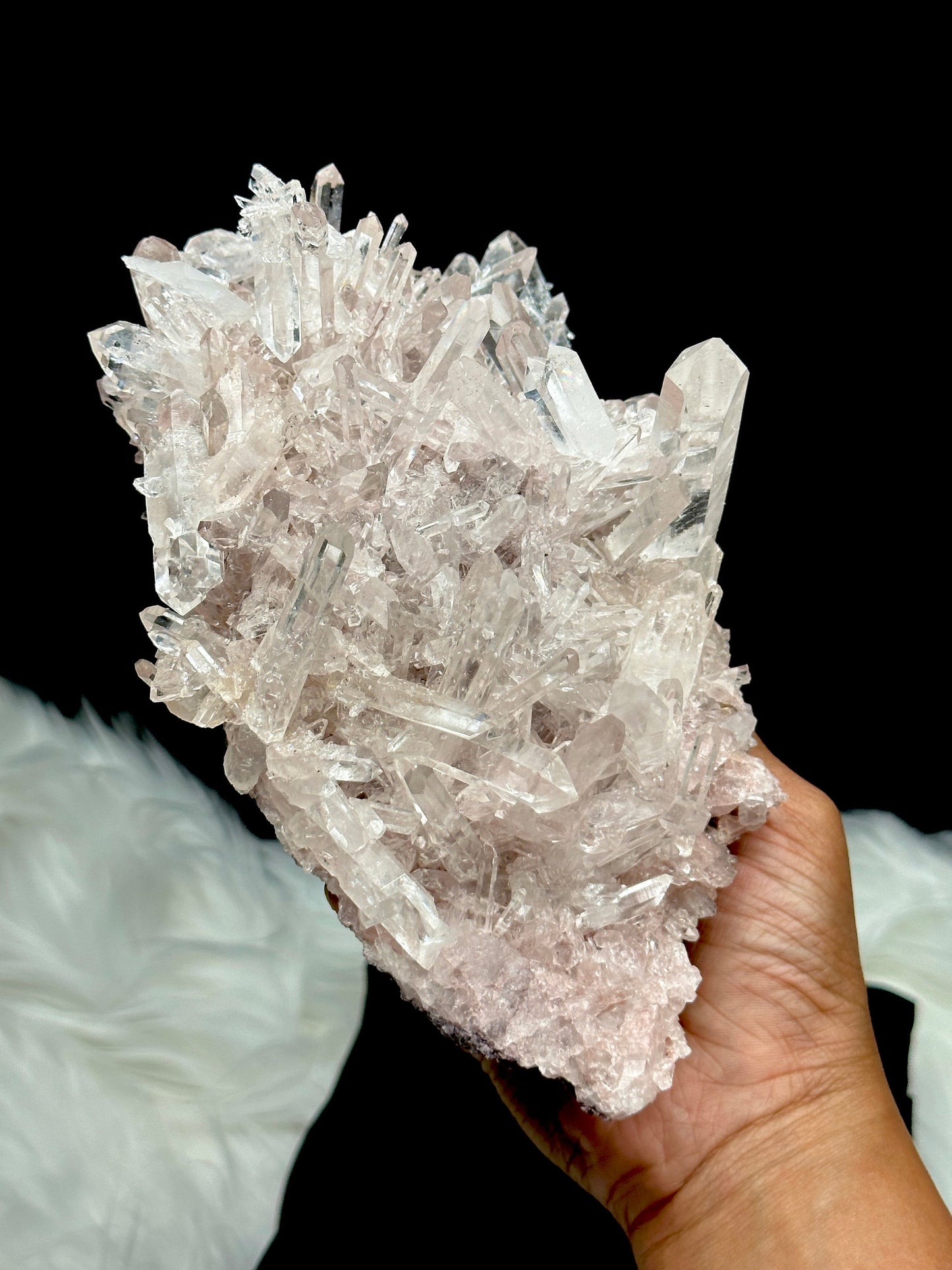 Extra High Quality Sacred Rose Pink Lemurian Quartz Cluster Specimen