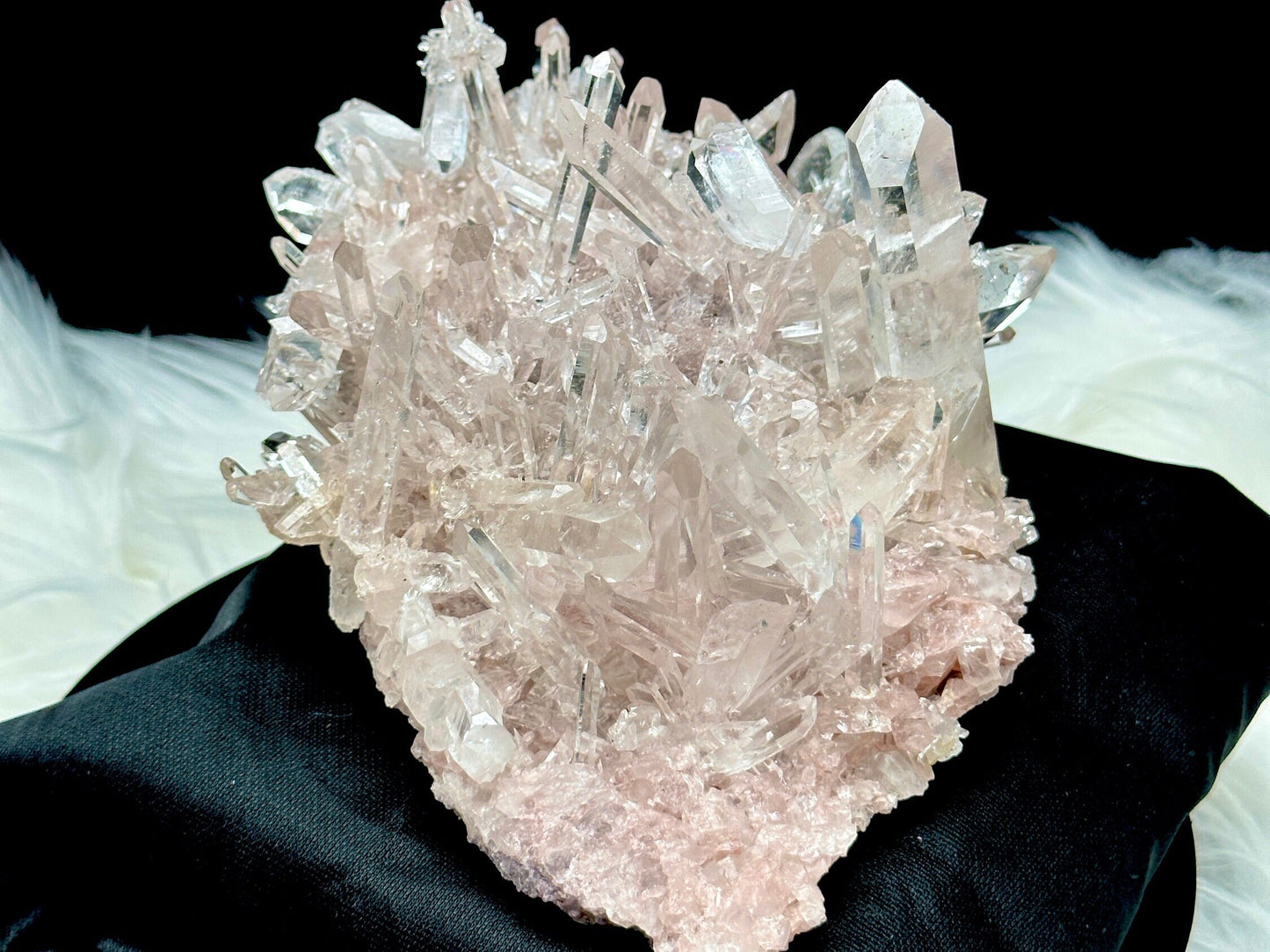 Extra High Quality Sacred Rose Pink Lemurian Quartz Cluster Specimen