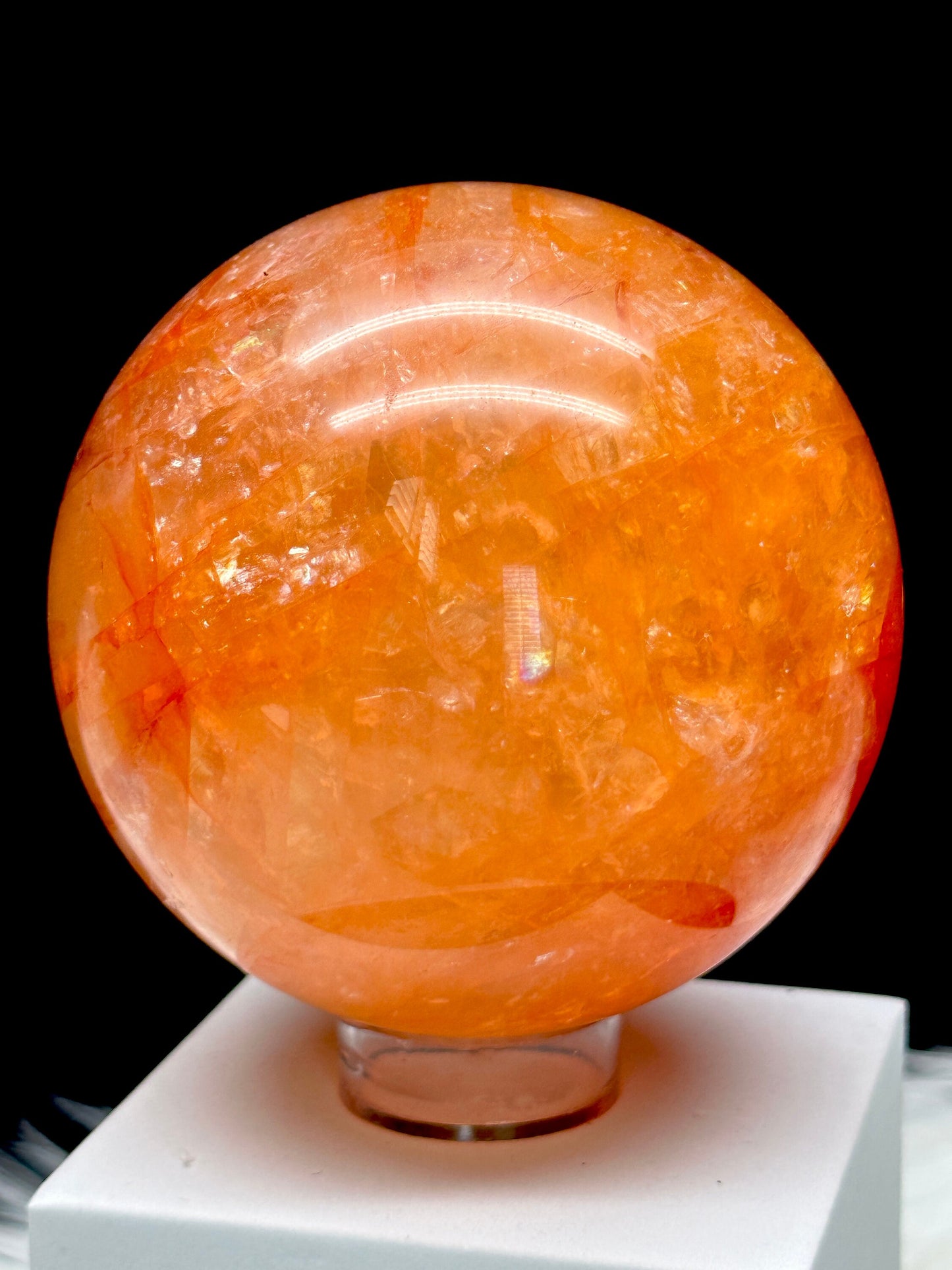 Large Super Pretty Fire Quartz Crystal Sphere - High Quality, 1.1kg weight