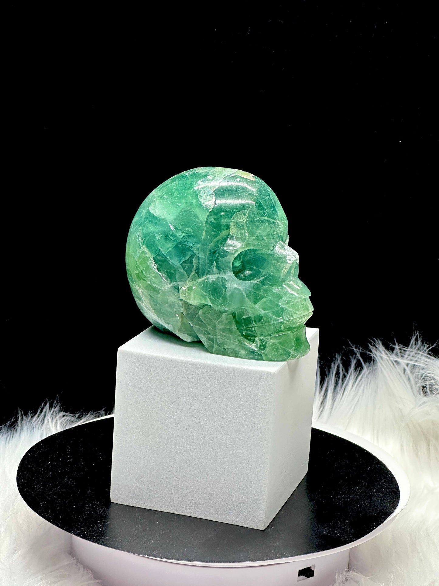 Large Green Fluorite Crystal Skull