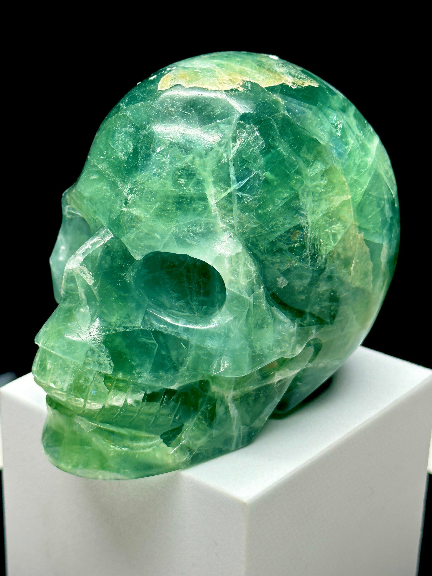 Large Green Fluorite Crystal Skull