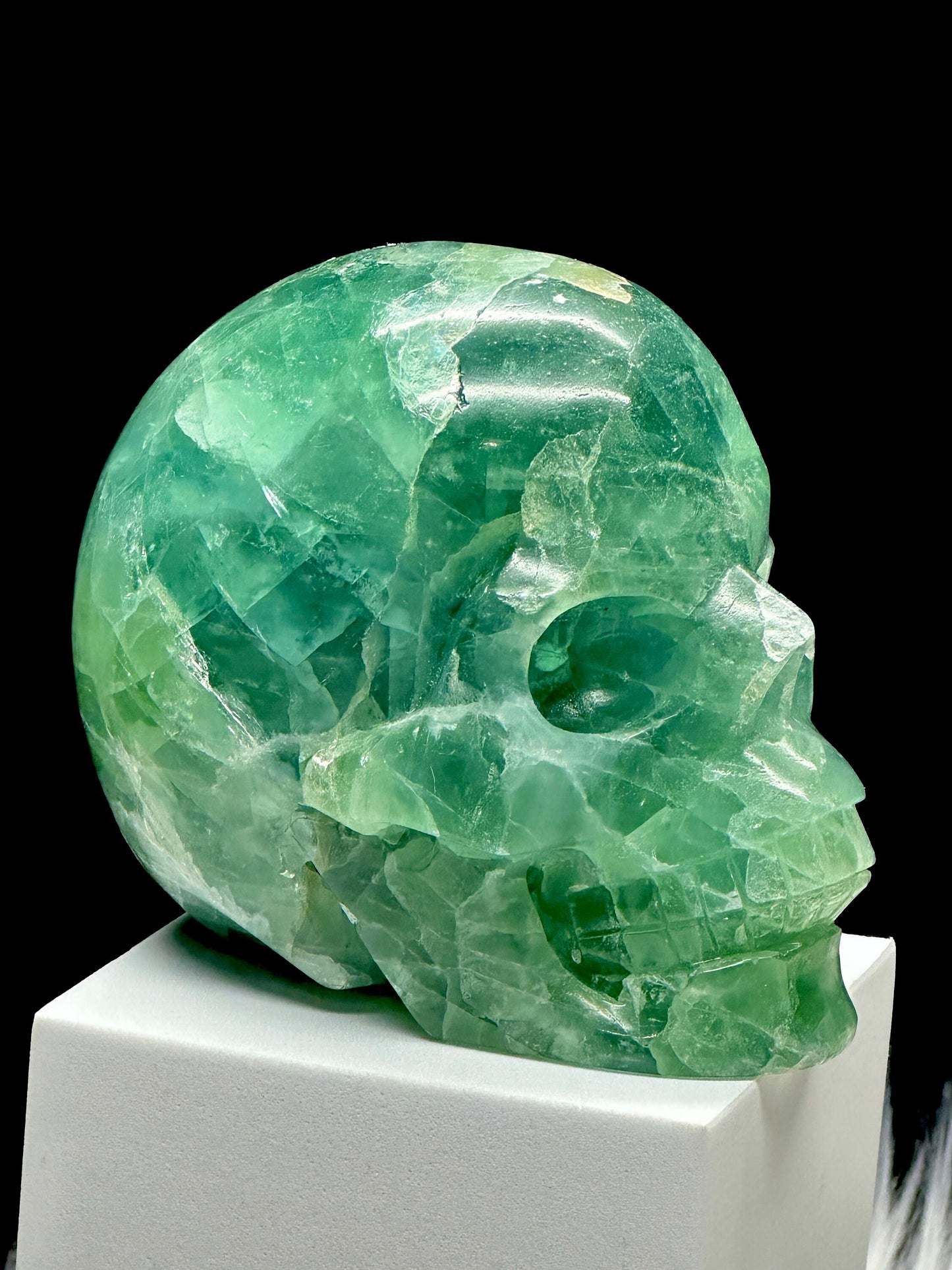 Large Green Fluorite Crystal Skull