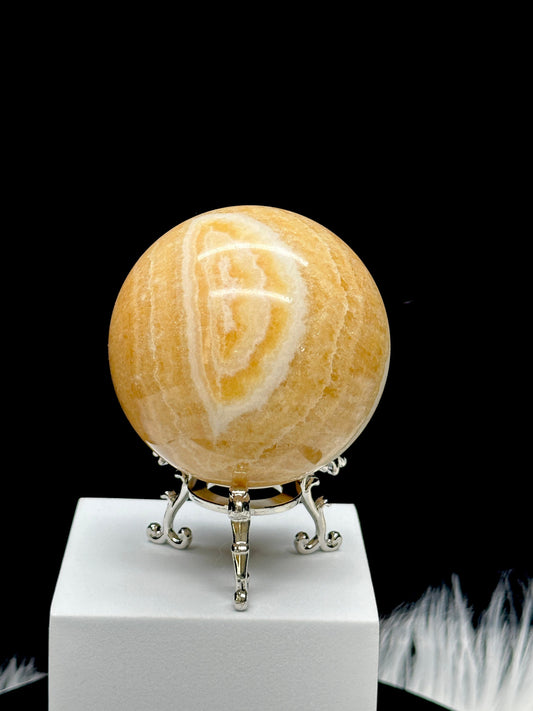 Yellow Calcite Crystal Sphere with Beautiful banding