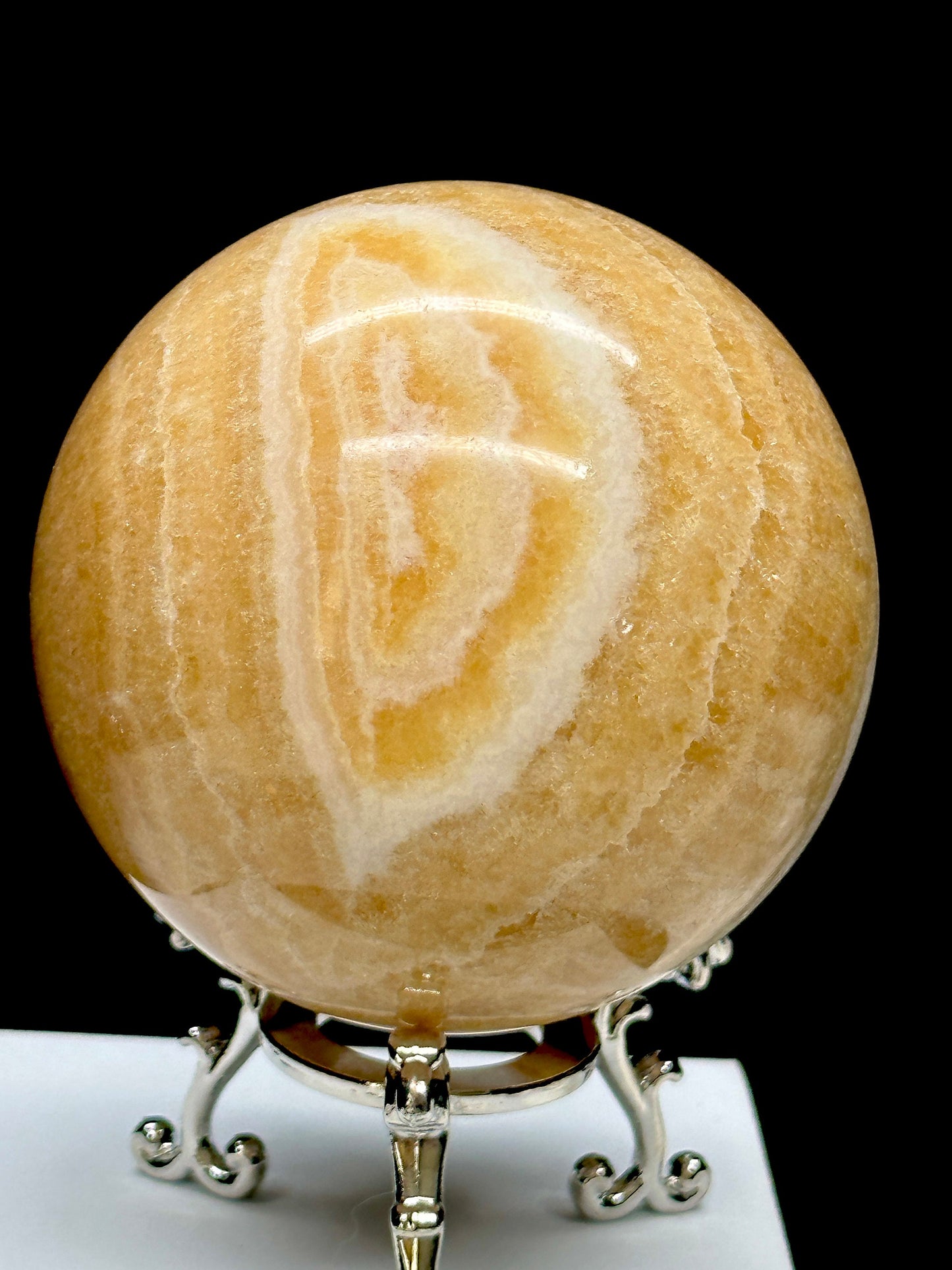 Yellow Calcite Crystal Sphere with Beautiful banding