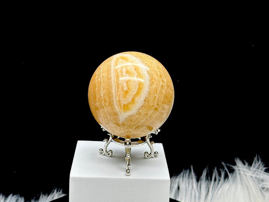 Yellow Calcite Crystal Sphere with Beautiful banding