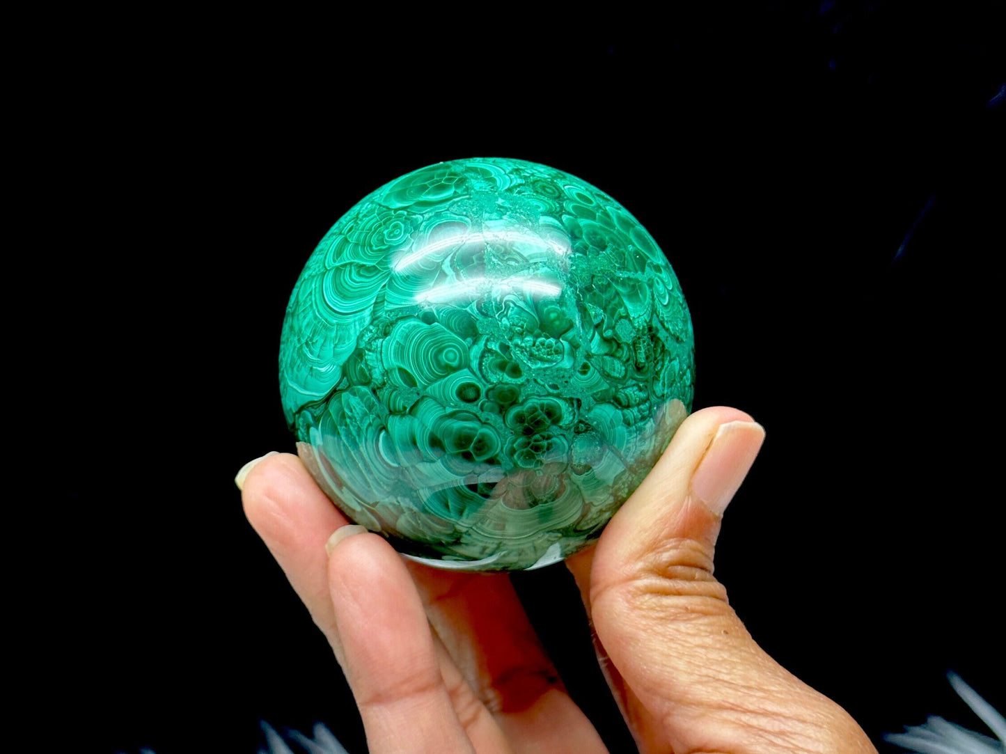 Beautiful Malachite Crystal Sphere, Crystal ball