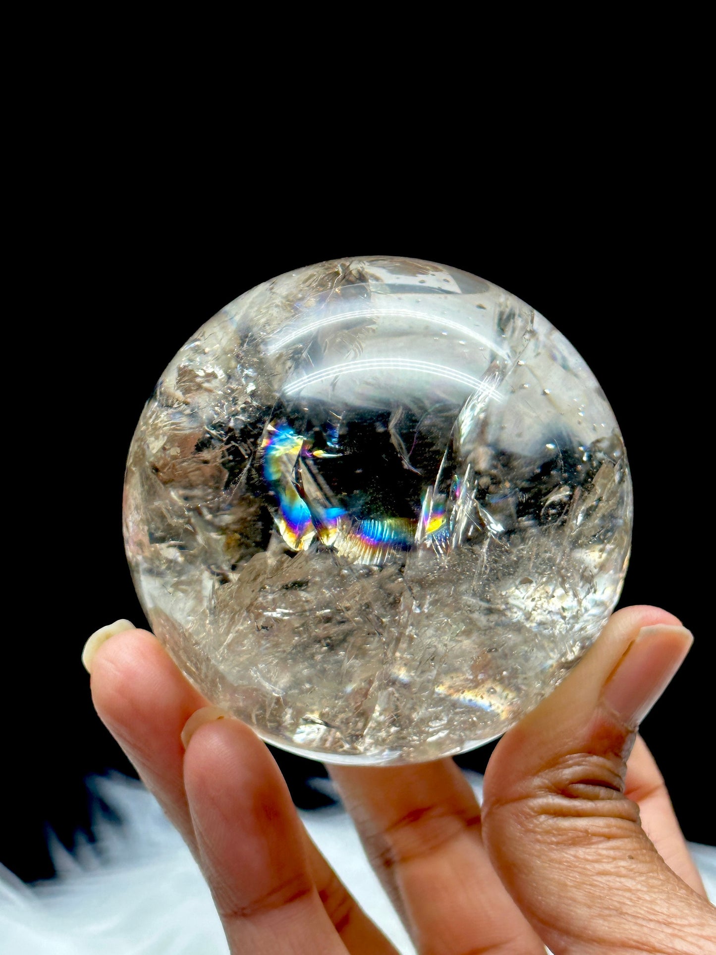 Rainbow filled Citrine Crystal Sphere, Citrine Ball