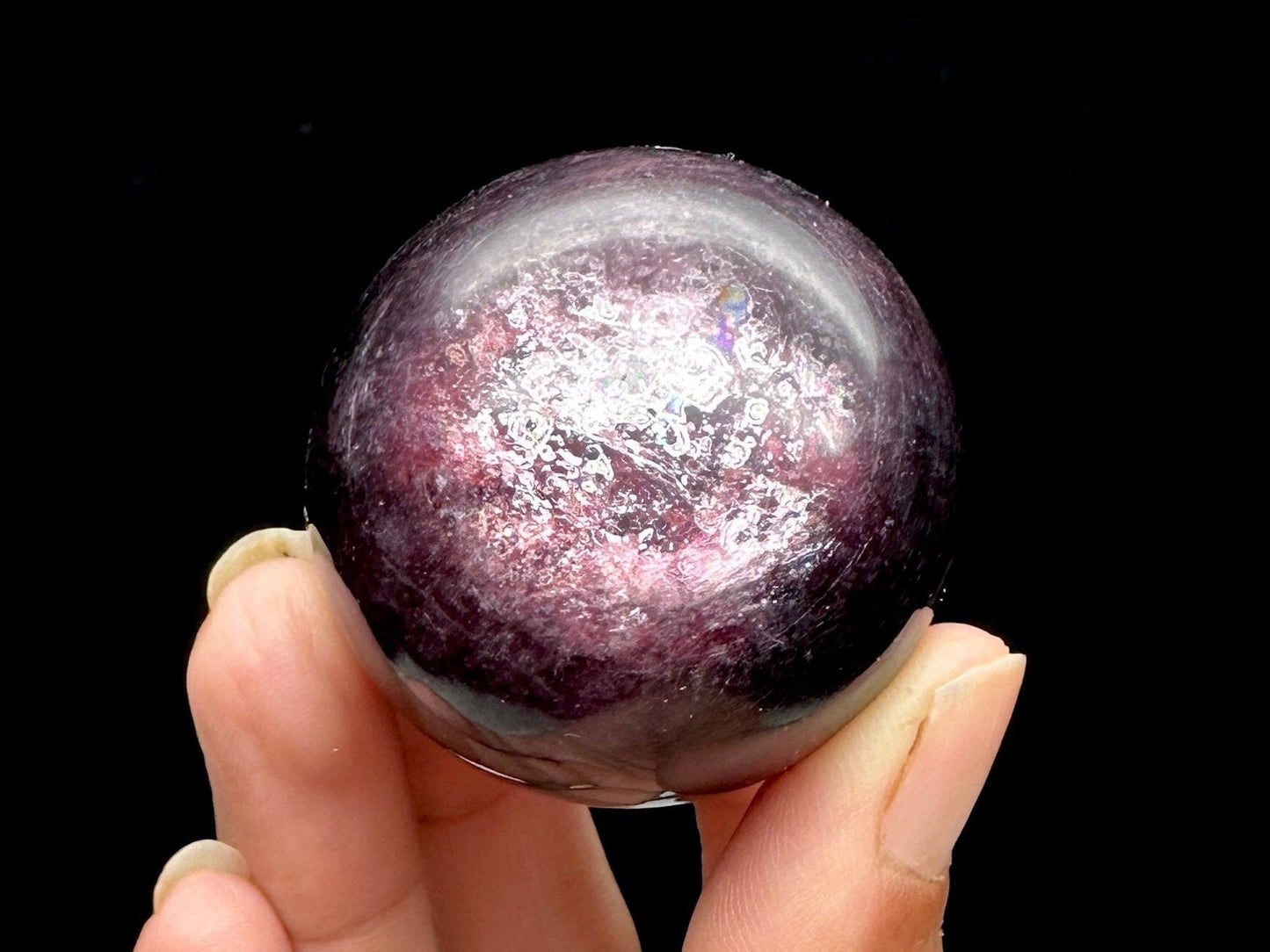 Gemmy Lepidolite Crystal Sphere, Purple Mica Crystal Sphere