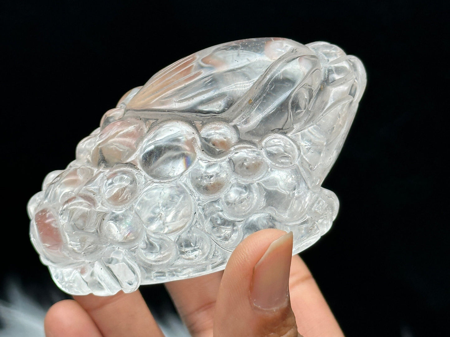 Clear Quartz Crystal Money Toad Carving