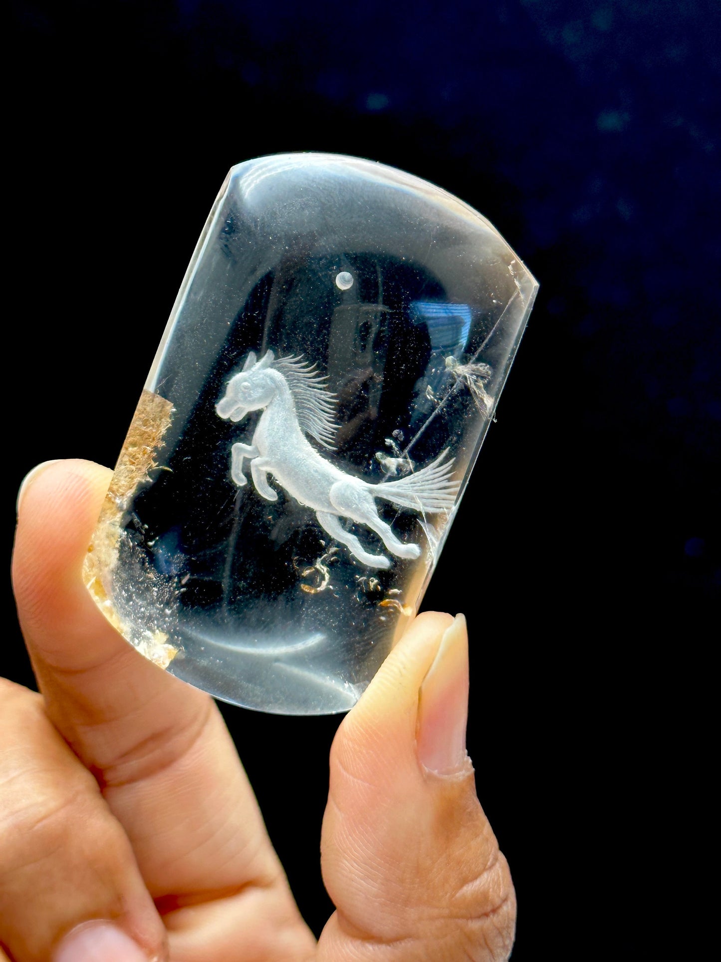 Clear Quartz Carving of unicorn