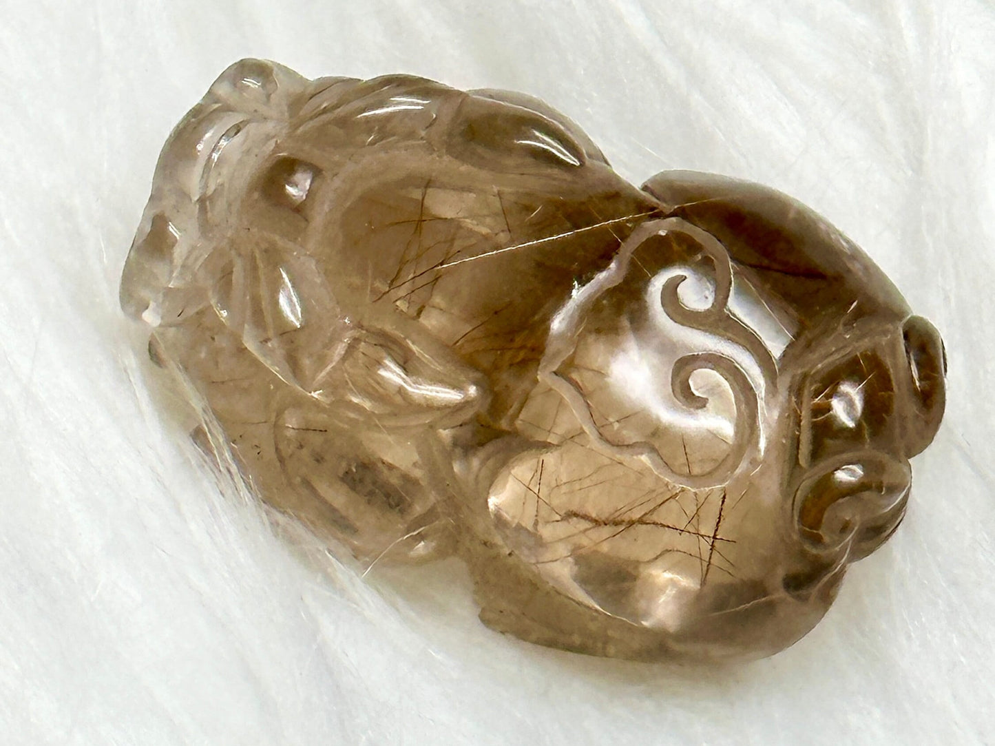 Copper Rutilated Quartz Crystal Pixiu Carving