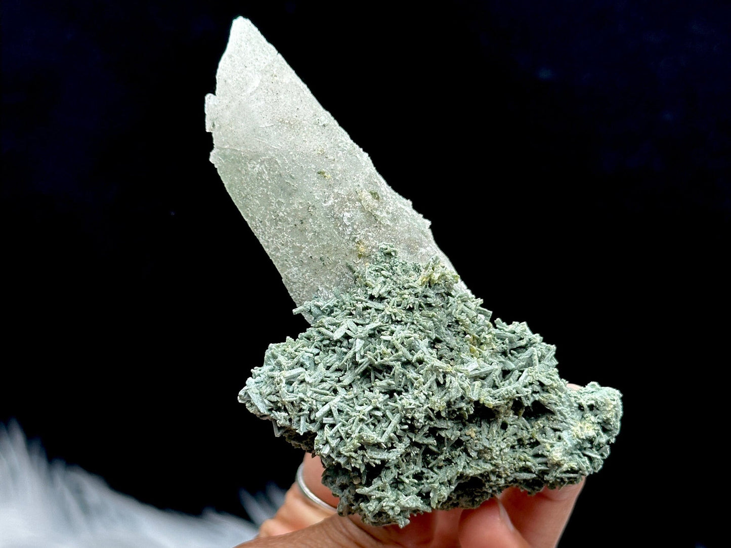 RARE Chlorite (Green) Himalayan Quartz raw cluster