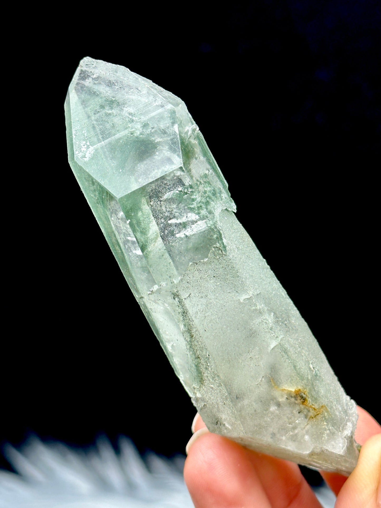 RARE Natural Himalayan Chlorite Quartz Raw Crystal point