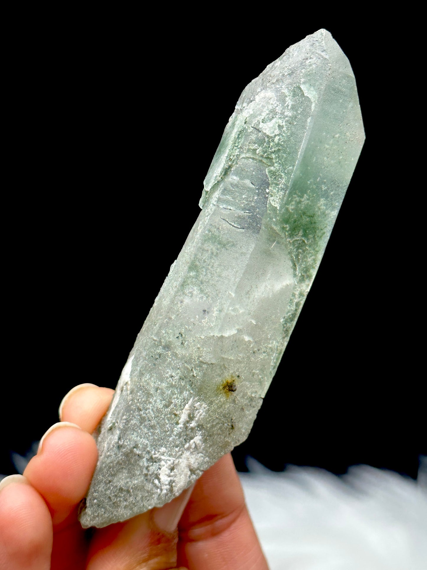 RARE Natural Himalayan Chlorite Quartz Raw Crystal point