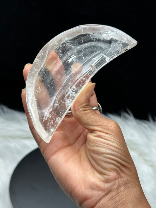 Clear Quartz Crystal Half Moon Bowl