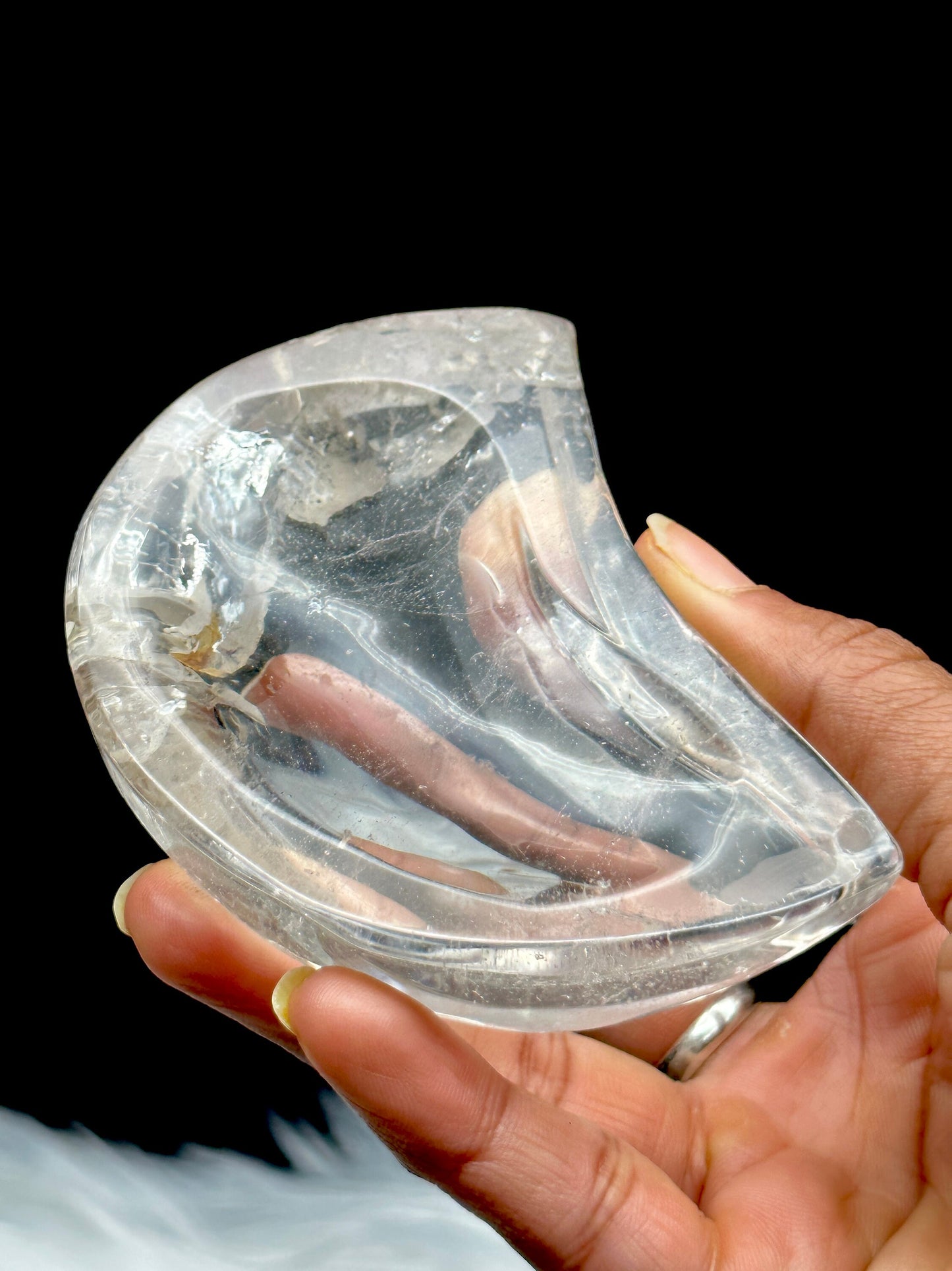 Clear Quartz Moon Bowl