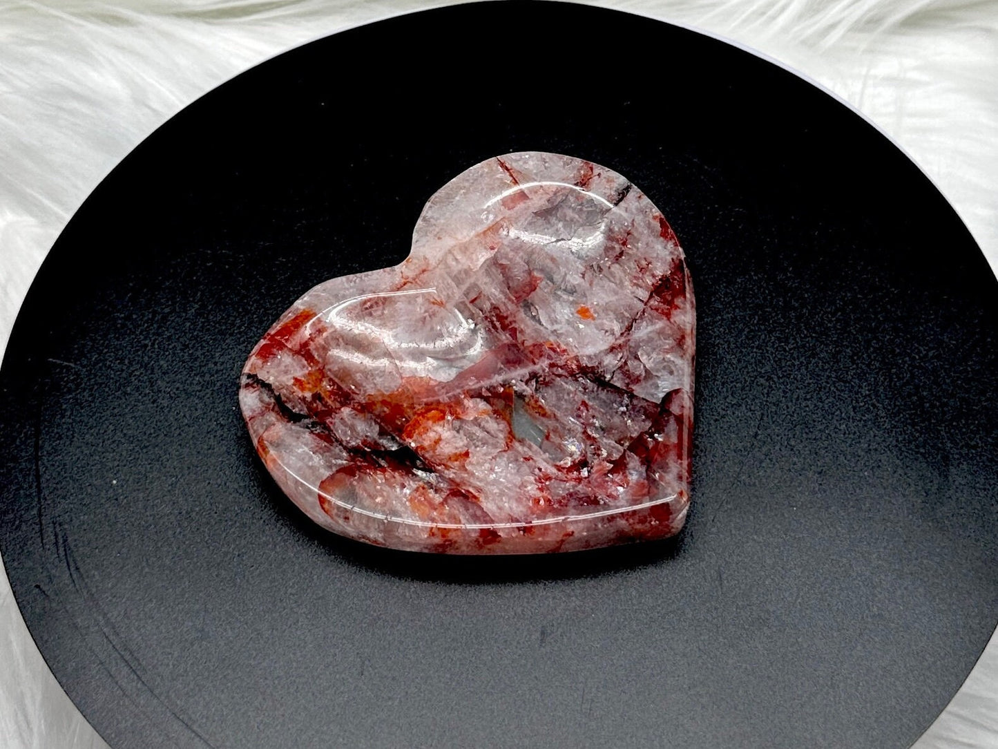 Fire Quartz Crystal Heart Shaped Bowl