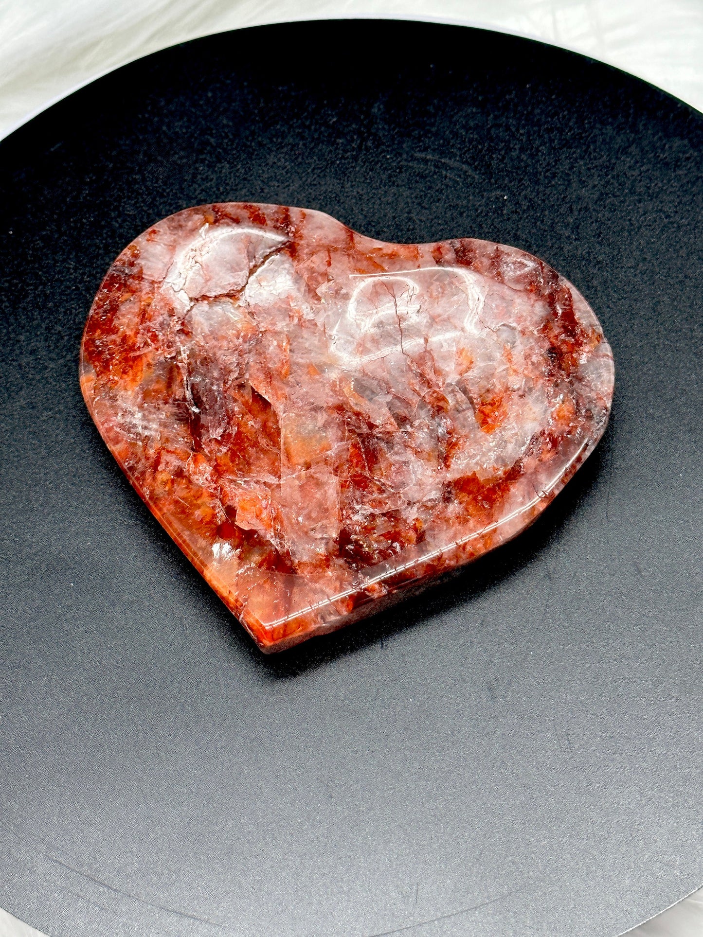 Fire Quartz Crystal Heart Bowl