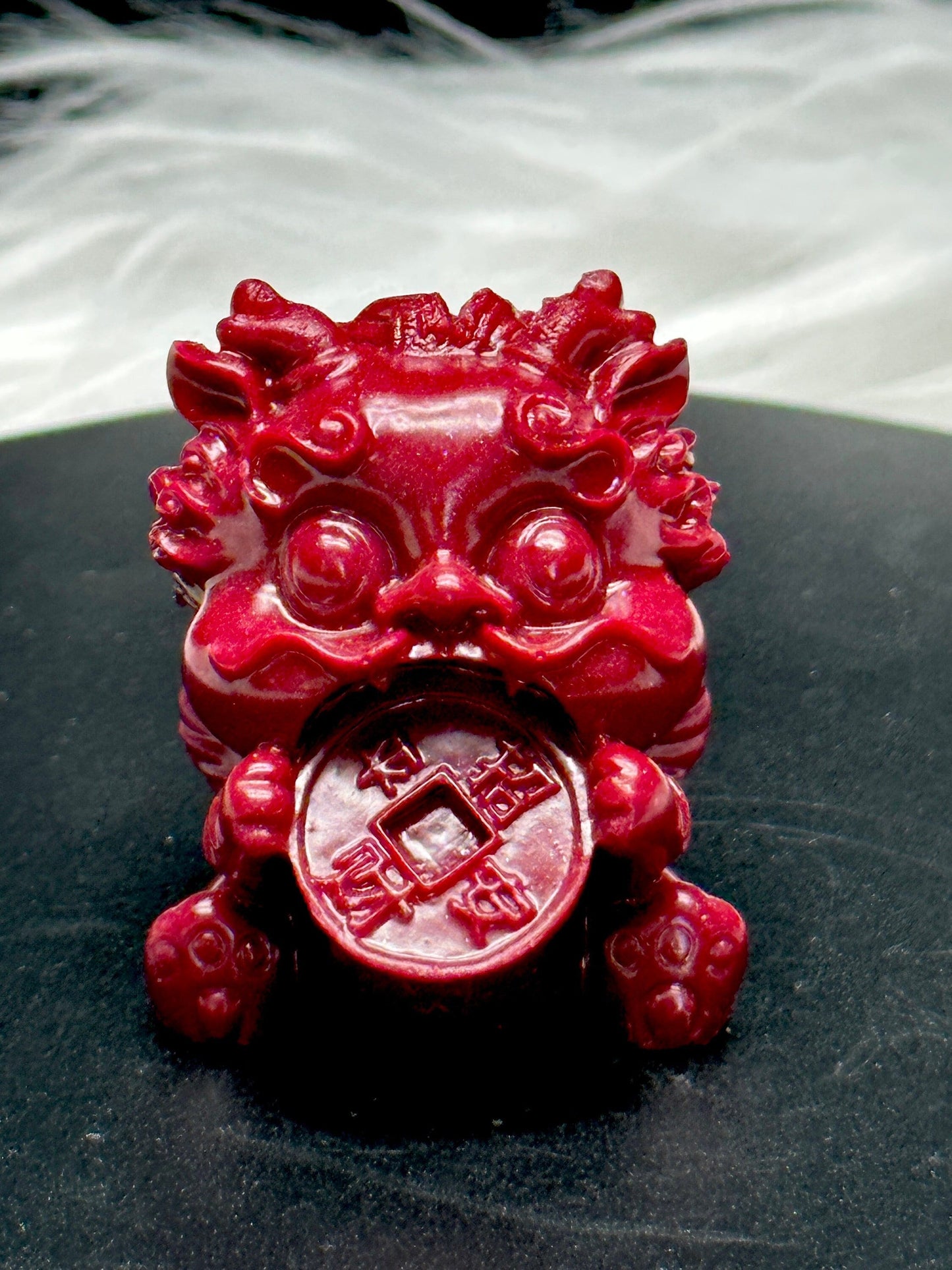 Cinnabar Crystal Fen shui Dragon Carving