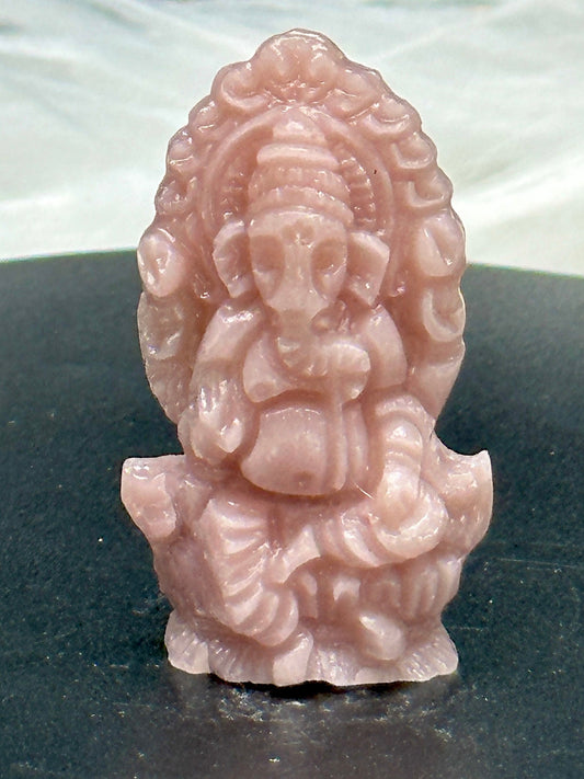 Pink Opal Crystal Ganesha Carving