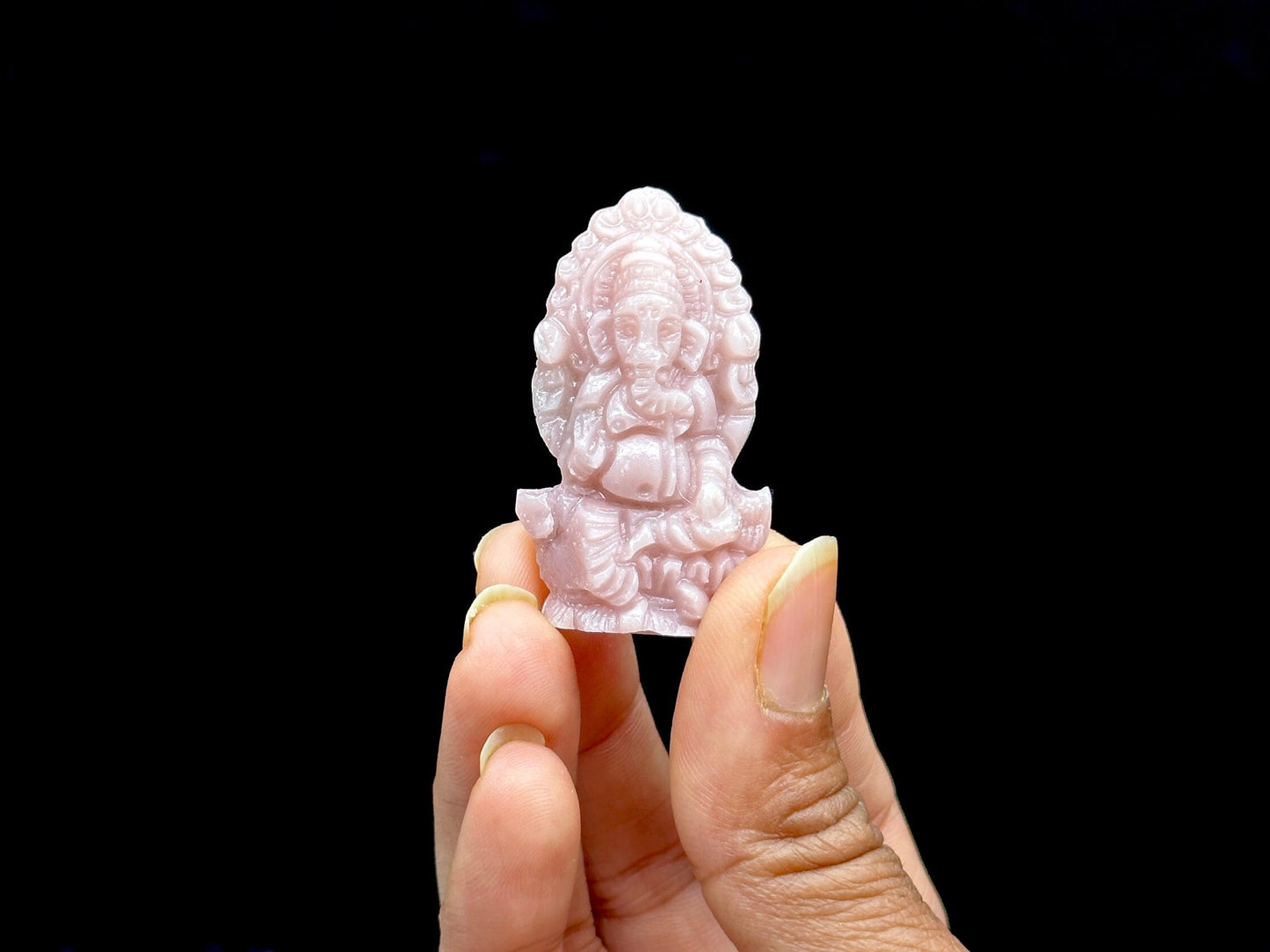 Pink Opal Crystal Ganesha Carving