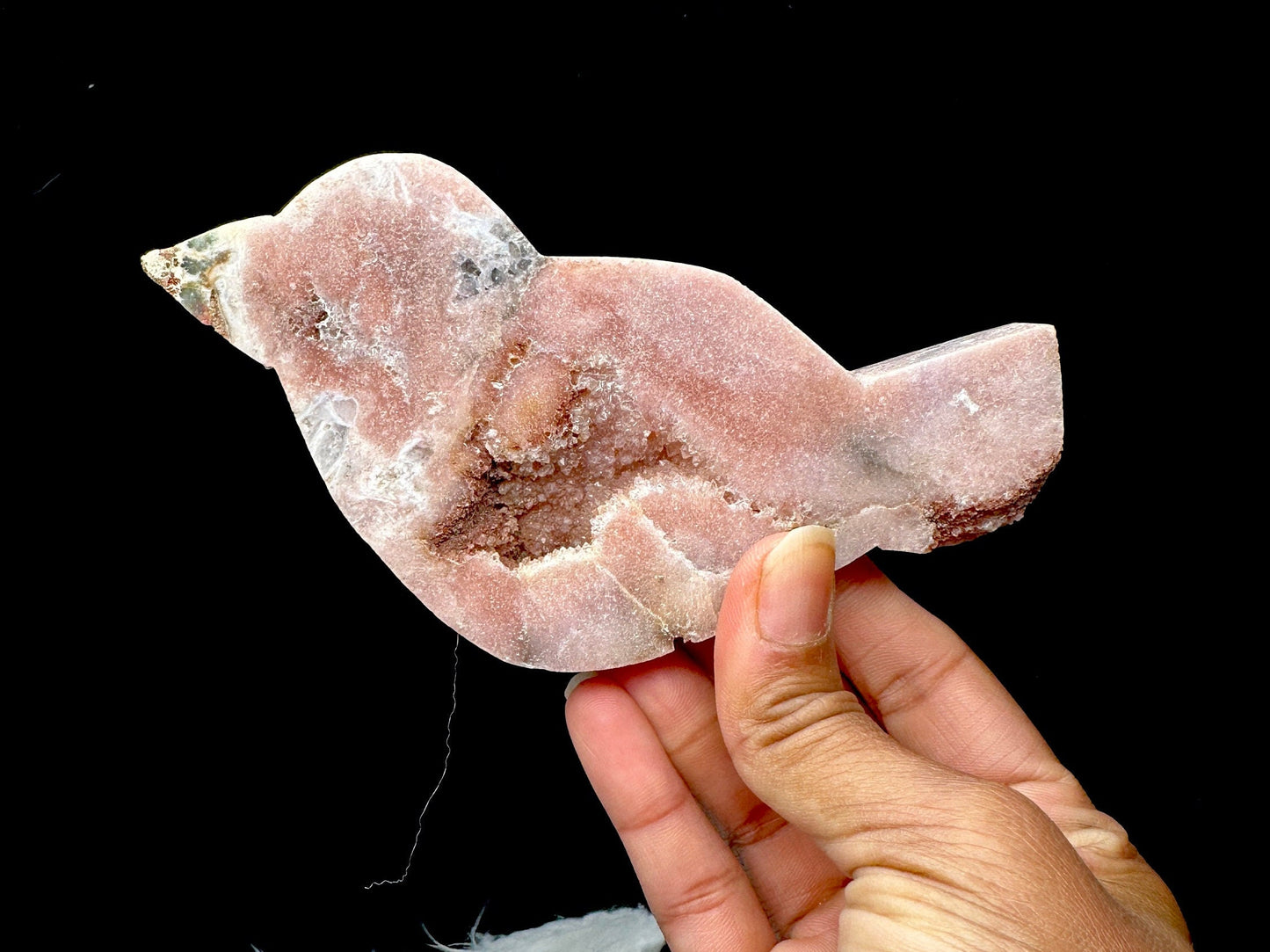 Sparkly Pink Amethyst Crystal Bird Carving