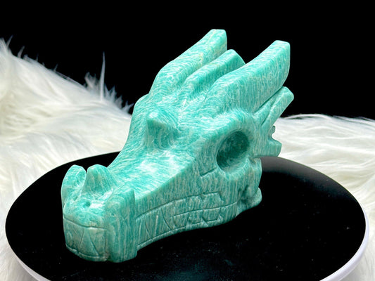 Handcrafted Amazonite Crystal Dragon Head Carving