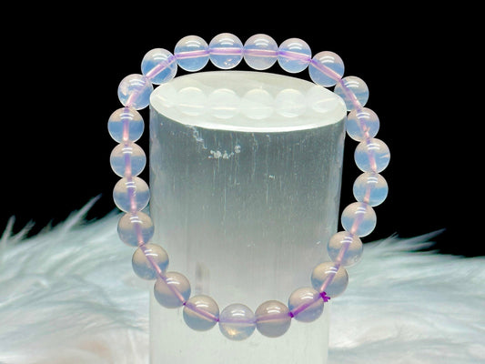 Lavender Moon Quartz 8mm Bracelet - Rare and Genuine Gemstone - Natural Beauty for Everyday Elegance