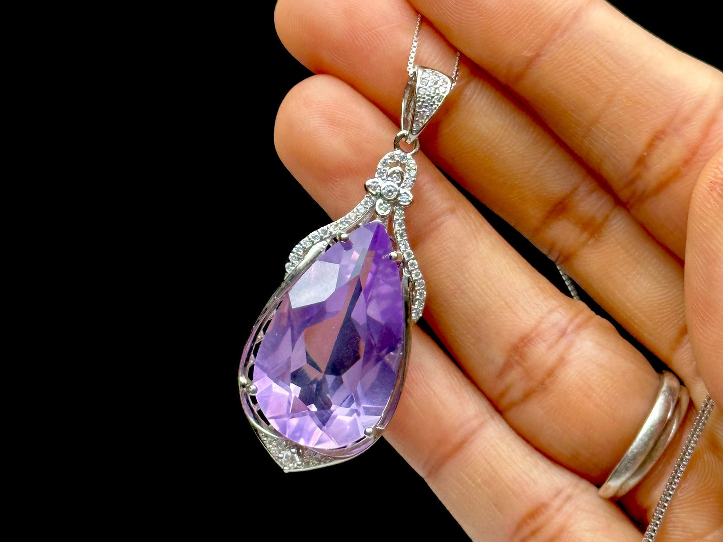 Gemstone Grade Lavender Amethyst Sterling Silver Pendant - Handcrafted Healing Crystal Jewelry