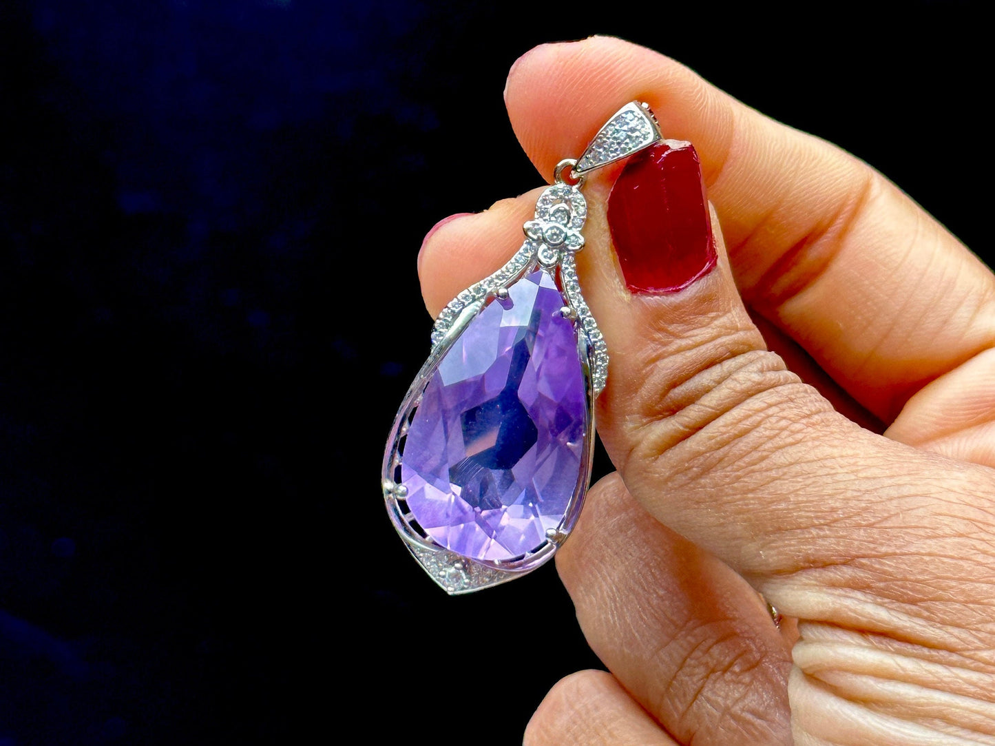 Gemstone Grade Lavender Amethyst Sterling Silver Pendant - Handcrafted Healing Crystal Jewelry