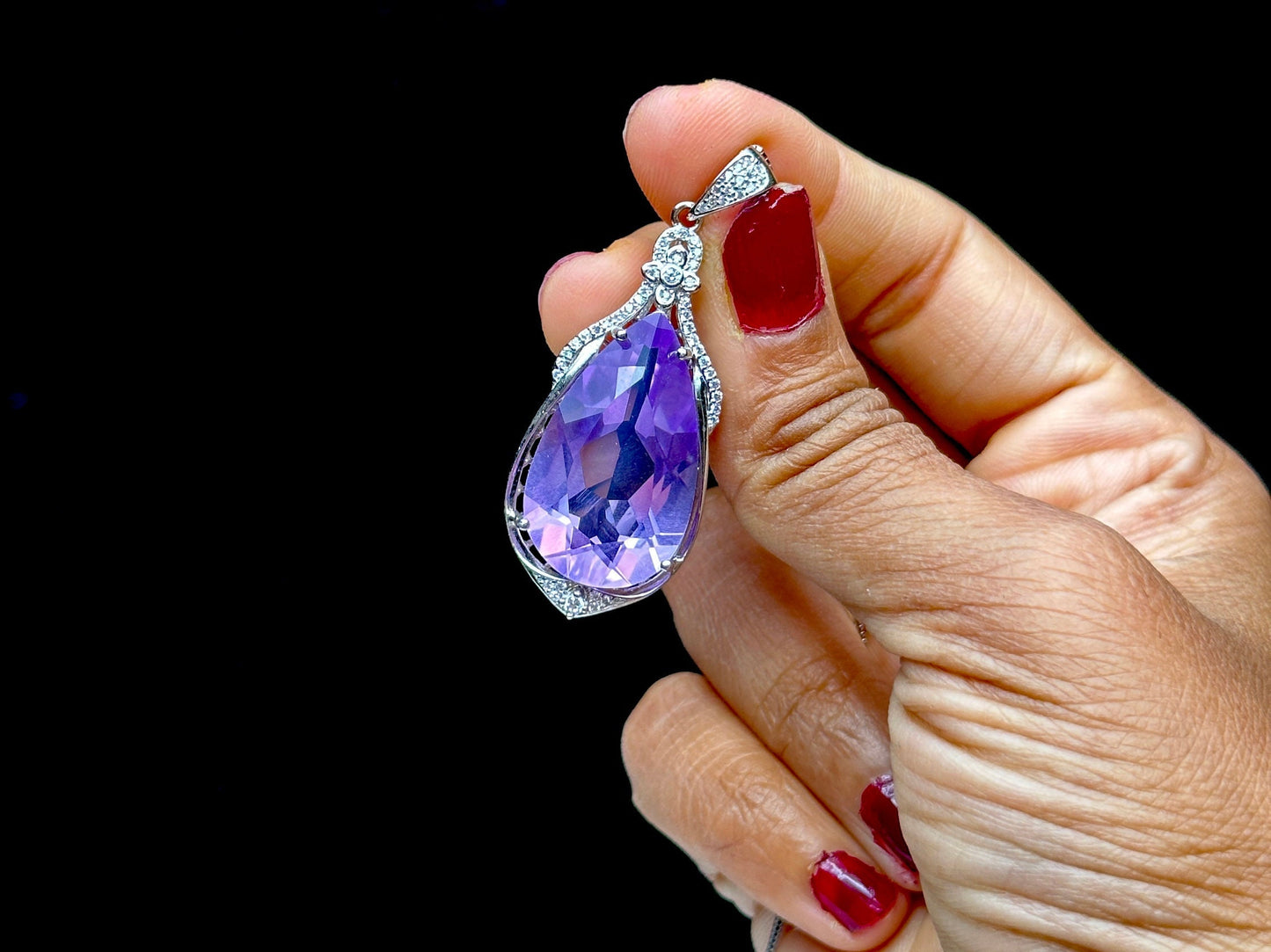 Gemstone Grade Lavender Amethyst Sterling Silver Pendant - Handcrafted Healing Crystal Jewelry