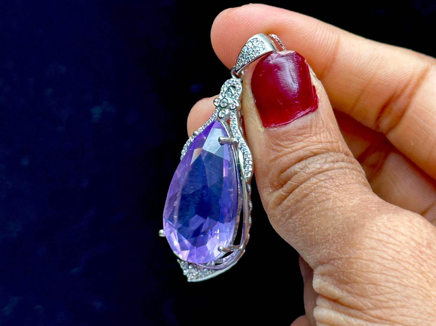 Gemstone Grade Lavender Amethyst Sterling Silver Pendant - Handcrafted Healing Crystal Jewelry