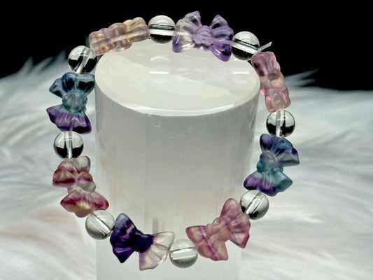 Fluorite Bow Bracelet - Elegant Gemstone Jewelry - Healing Crystal Bracelet