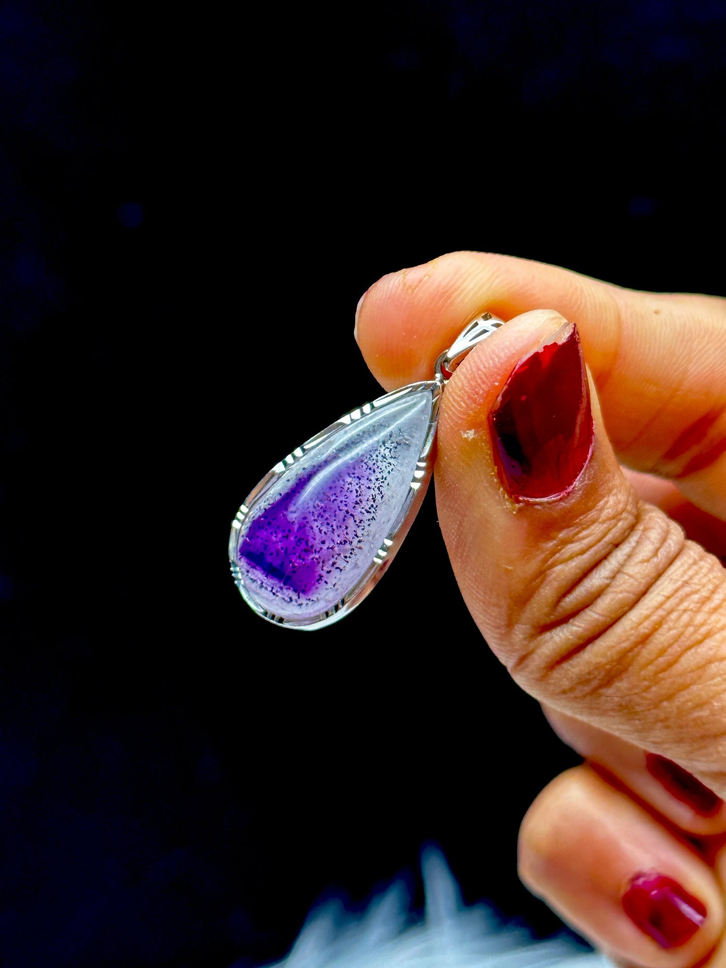 Rare Super Seven Crystal Pendant in Sterling Silver - Exceptional Quality - Unique Healing Crystal