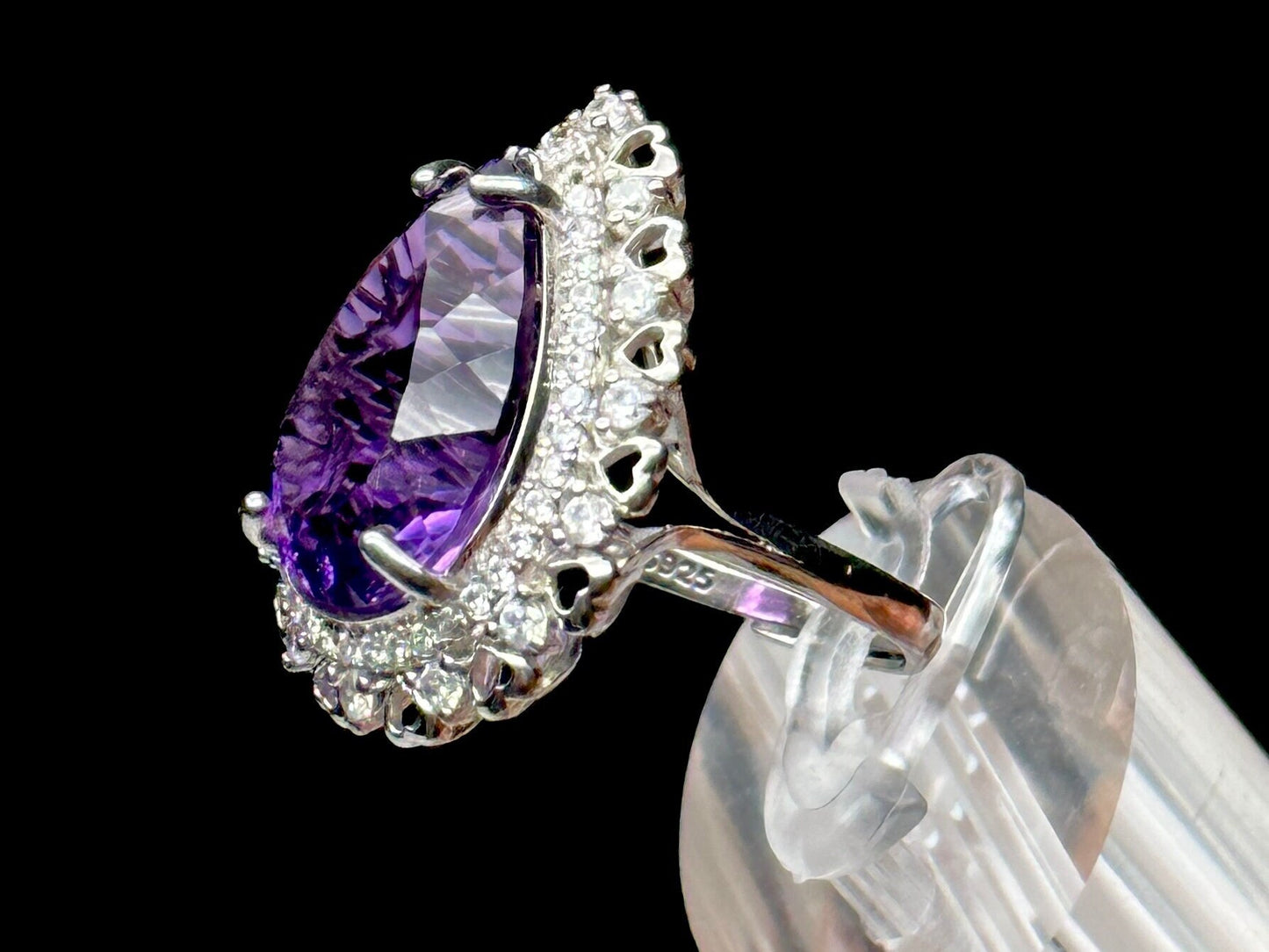 Grade AAA Beautiful Amethyst Gemstone Solitaire Ring - Sterling Silver Adjustable Size - Handpicked & One of a Kind