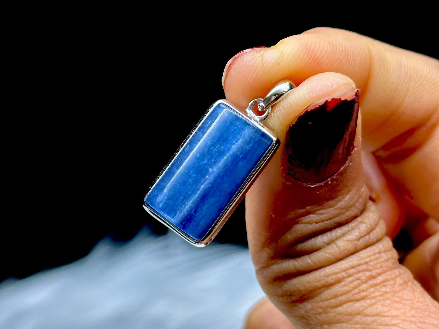 Blue Kyanite Crystal Pendant in Sterling Silver - Handcrafted Gemstone Jewelry