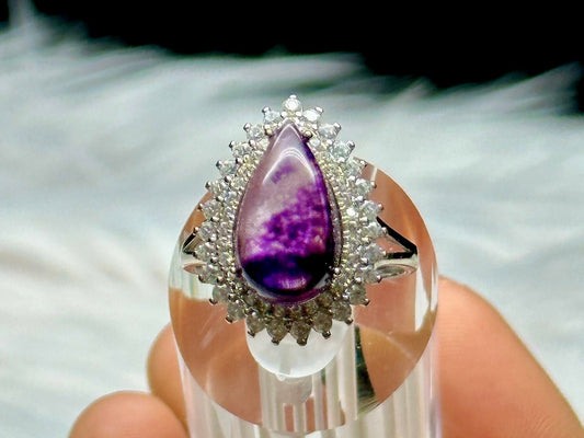 Rare Super Seven Crystal Ring in Sterling Silver - Adjustable Size - Unique Healing Gemstone - Chakra & Metaphysical Properties