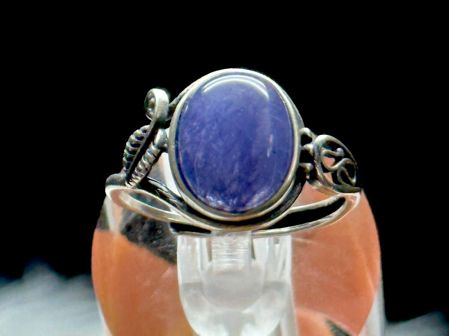 High-Quality Iolite Crystal Ring Set in Sterling Silver - Adjustable Size - Chakra & Metaphysical Properties - Handpicked Unique Piece