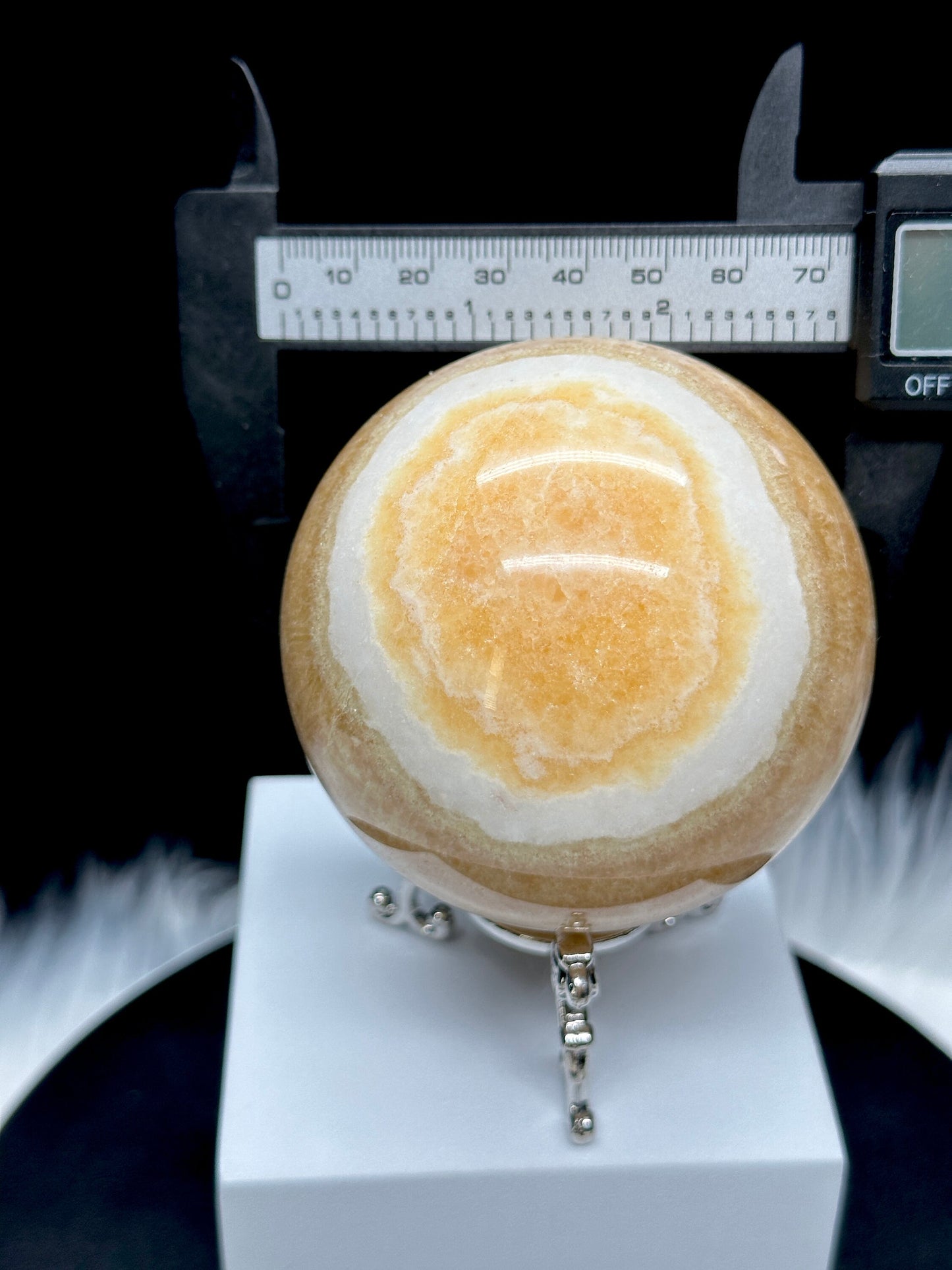 Beautiful Pattern Yellow Calcite Sphere