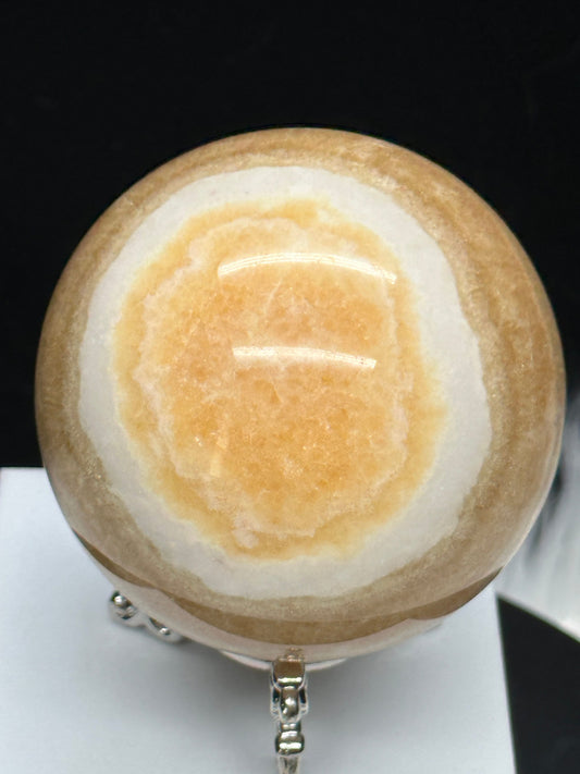 Beautiful Pattern Yellow Calcite Sphere