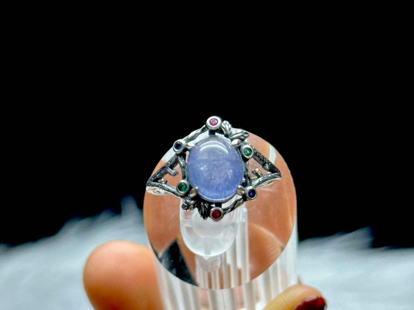 Tanzanite Crystal Sterling Silver Ring - Unique Gemstone Jewelry - Ready to Ship