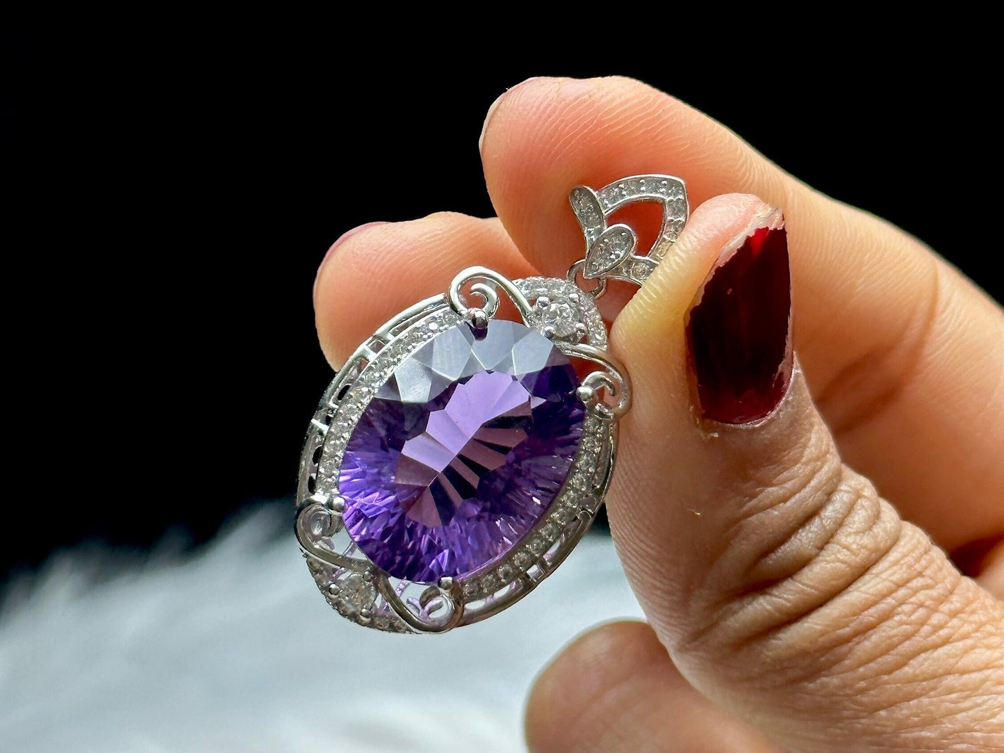 Grade AAA Amethyst Crystal Pendant in Sterling Silver - Healing Crystal Jewelry