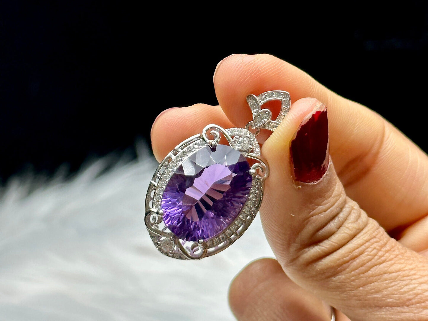 Grade AAA Amethyst Crystal Pendant in Sterling Silver - Healing Crystal Jewelry