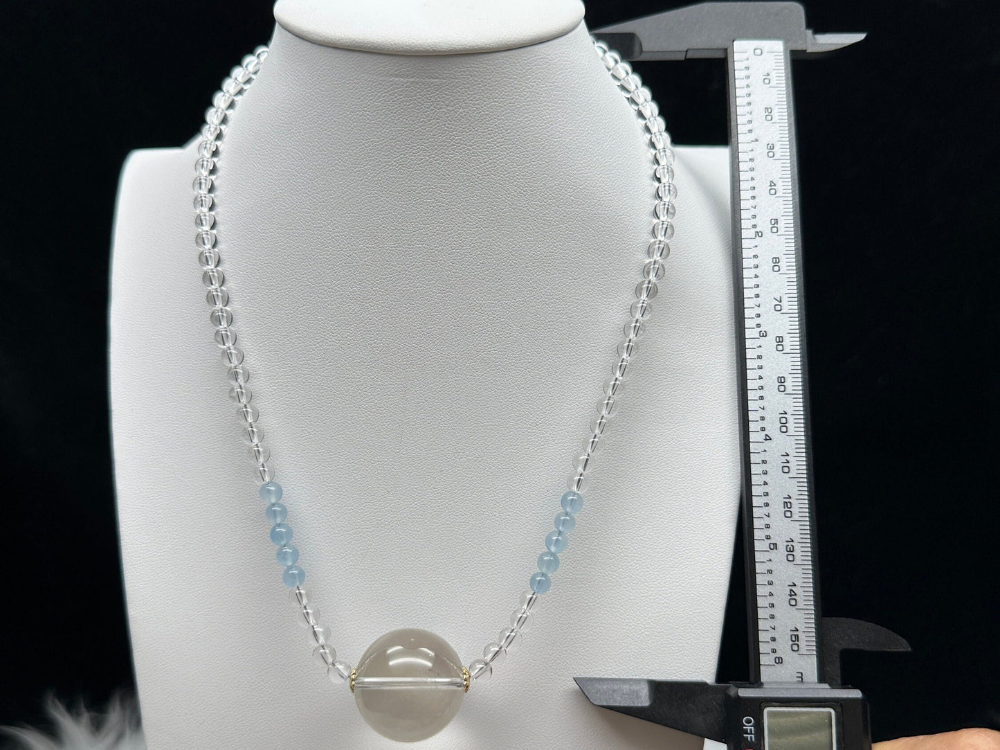 Natural Clear Quartz and Aquamarine Crystal Necklace - Adjustable length