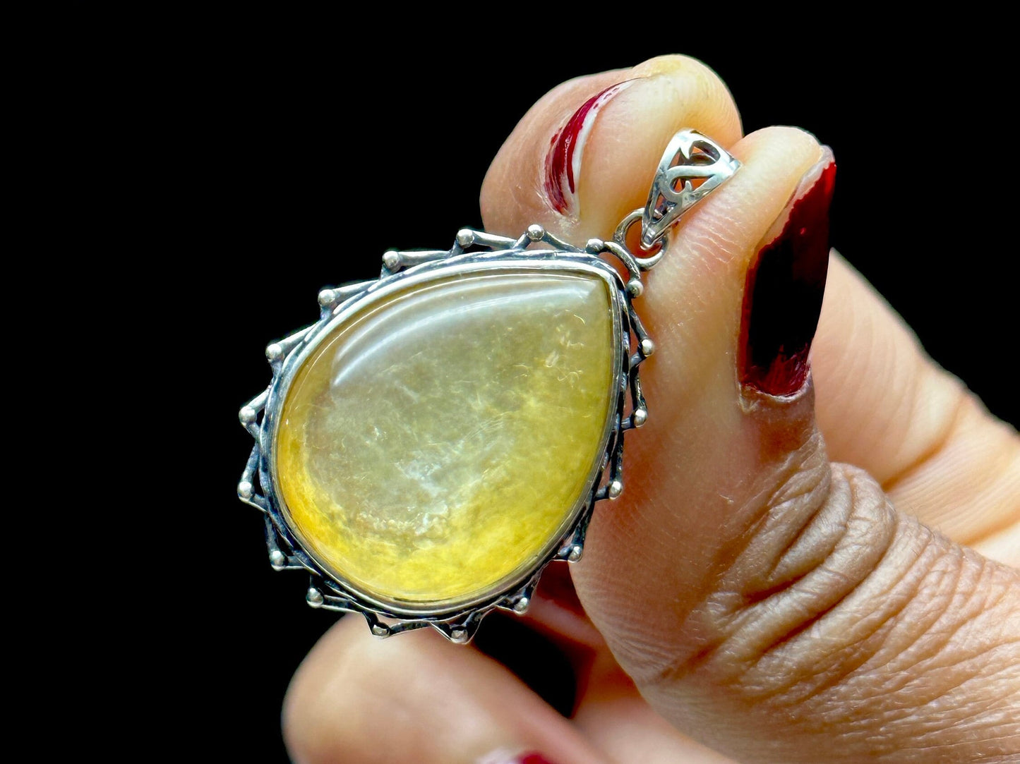 Natural Shining Yellow Mica Crystal Pendant in Sterling Silver - Healing Crystal - Chain Not Included