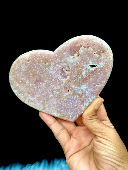 Pretty Pink Amethyst Heart with druzy opening