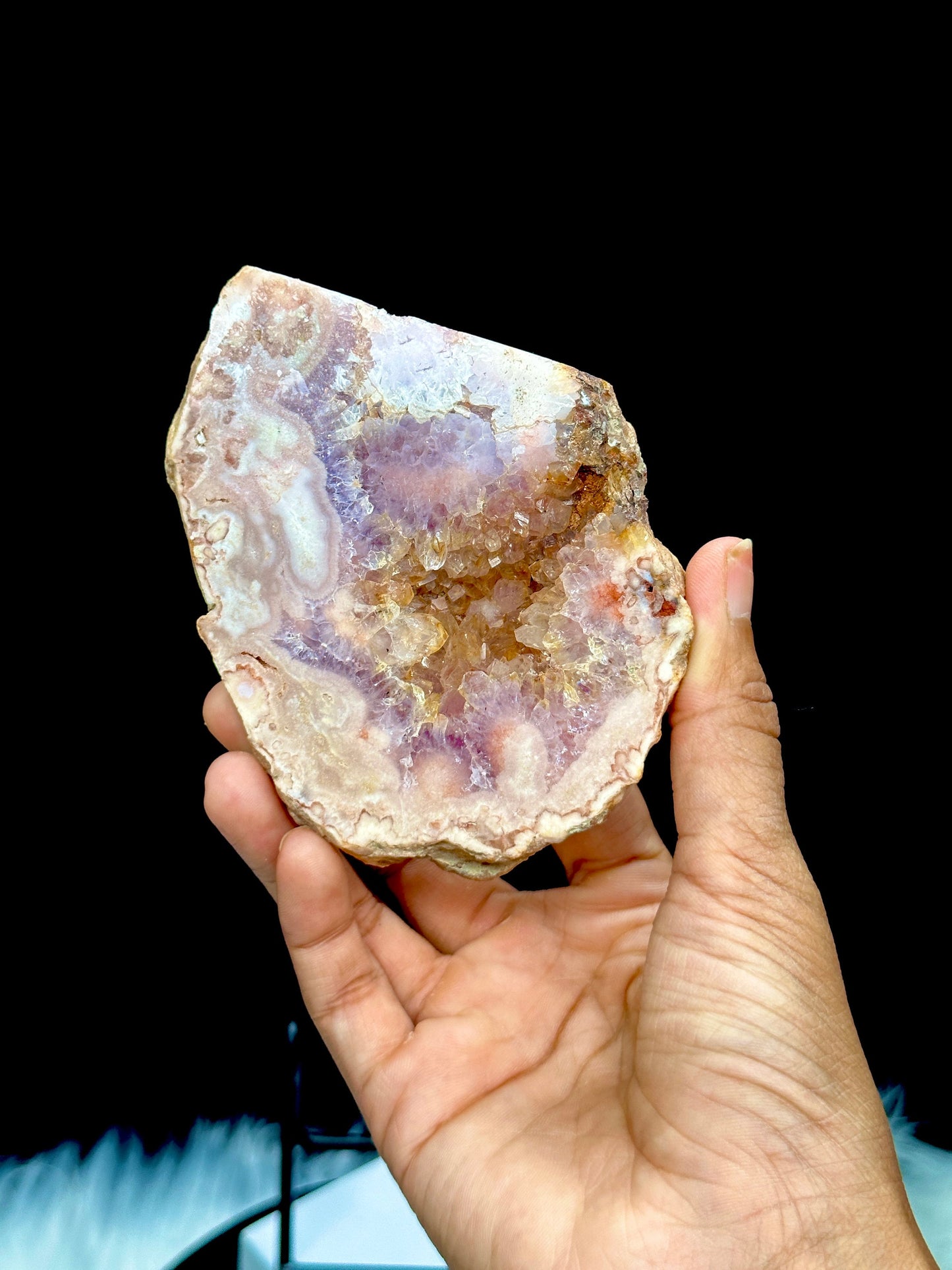 Pink Amethyst Flower Agate Crystal Slab