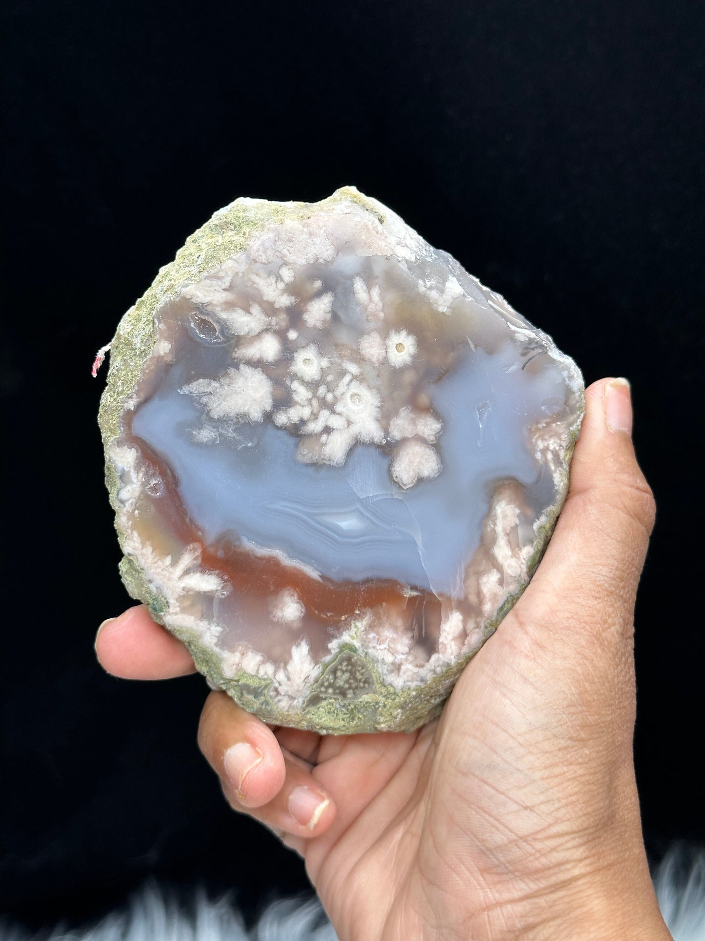 Blue Flower Agate Crystal Slab