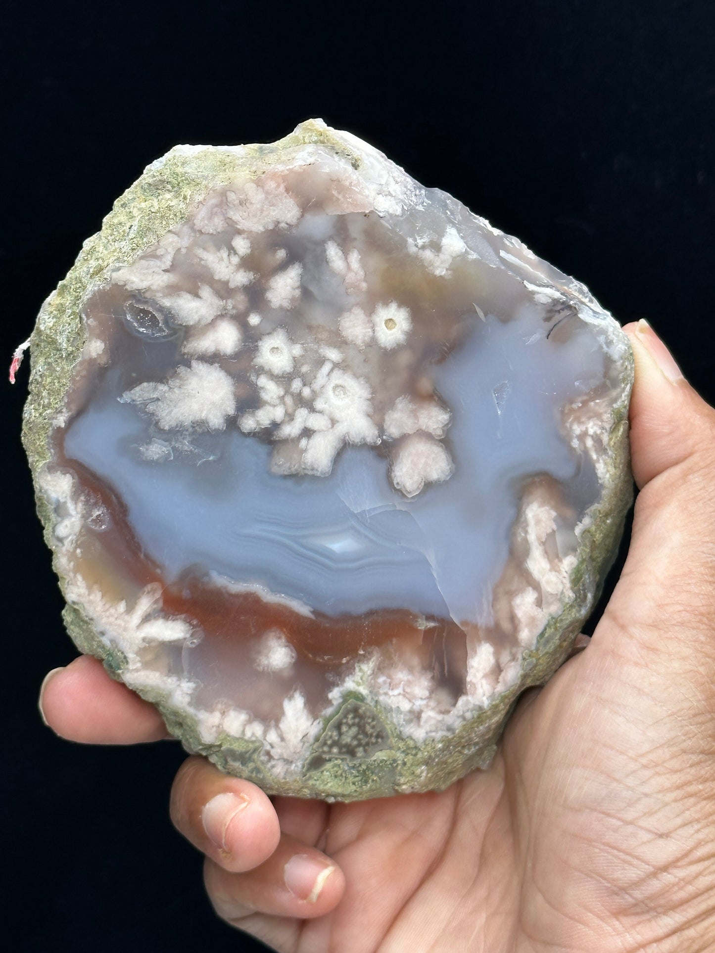 Blue Flower Agate Crystal Slab