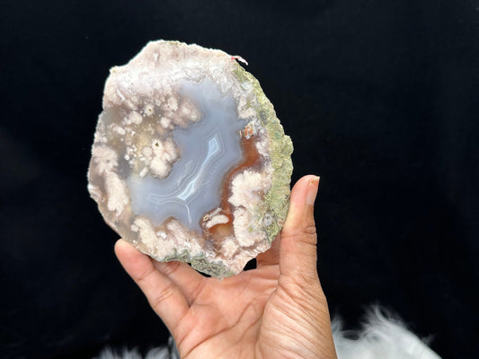 Blue Flower Agate Crystal Slab